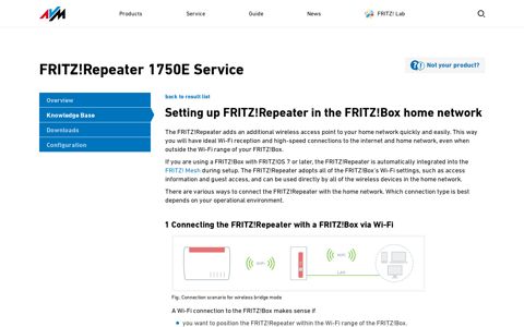 Setting up FRITZ!Repeater in the FRITZ!Box home network ...