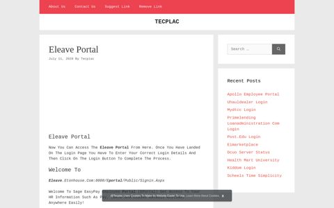 Eleave Portal | TECPLAC - login portals | tecplac