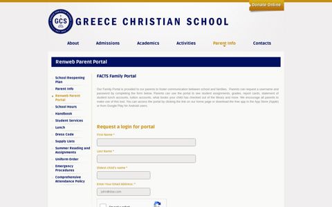 Renweb Parent Portal - Greece Christian School