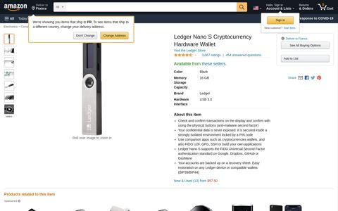Ledger Nano S Cryptocurrency Hardware Wallet - Amazon.com