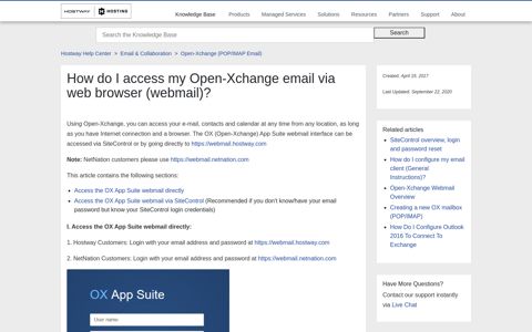 How do I access my Open-Xchange email via web browser ...