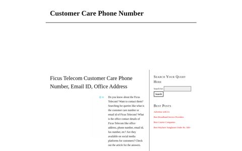 Ficus Telecom Customer Care Phone Number, Email ID ...