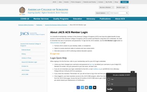 About JACS ACS Member Login