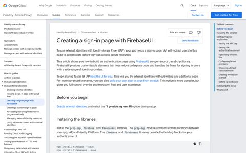 Creating a sign-in page with FirebaseUI | Identity-Aware Proxy