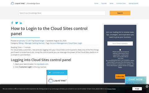 How to Login to the Cloud Sites control panel | Liquid Web