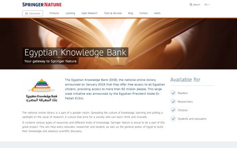 Egyptian Knowledge Bank: Your gateway to Springer Nature ...
