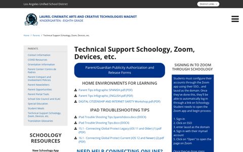 Technical Support Schoology, Zoom, Devices, etc.