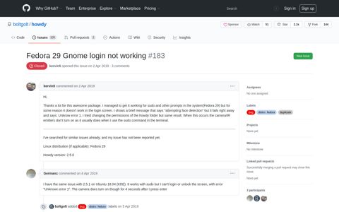 Fedora 29 Gnome login not working · Issue #183 · boltgolt ...