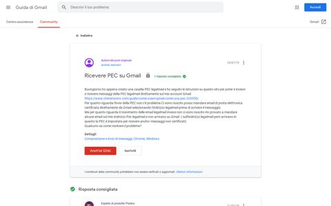Ricevere PEC su Gmail - Gmail Community - Google Support
