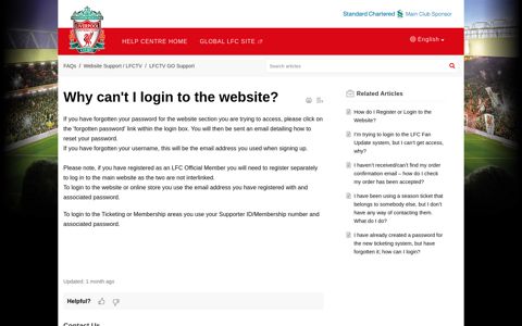 Why can't I login to the website? - the Liverpool FC Help Centre