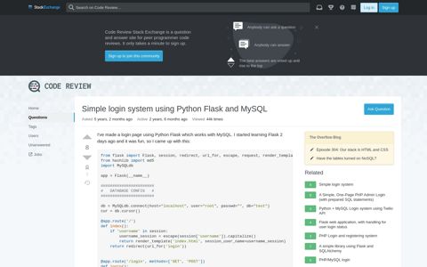 Simple login system using Python Flask and MySQL - Code ...
