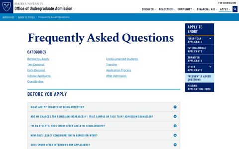FAQs - Admission | Emory University