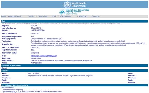 ICTRP Search Portal - World Health Organization