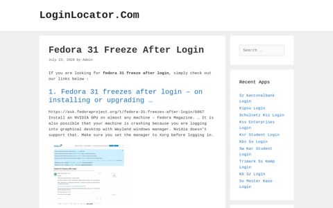 Fedora 31 Freeze After Login - LoginLocator.Com