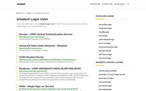 Istudent Login Usim ❤️ One Click Access
