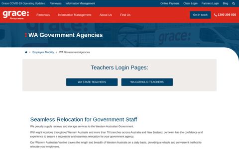 WA Government Agencies Login Page - Grace Removals