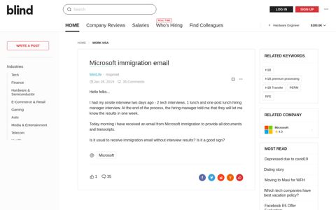 Microsoft immigration email - Blind