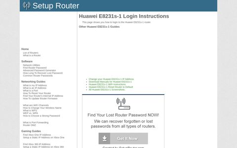How to Login to the Huawei E8231s-1 - SetupRouter