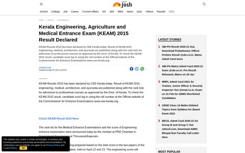 Kerala Engineering, Agriculture and Medical Entrance Exam ...