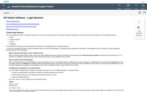HP Switch Software - Login Banners - HPE Support Center