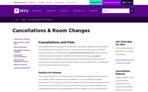 Cancellations & Room Changes - NYU