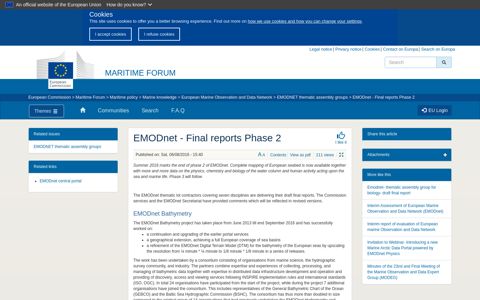 EMODnet - Final reports Phase 2 | Maritime Forum