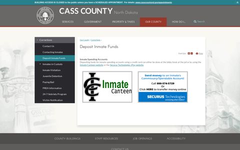 Deposit Inmate Funds | Cass County, ND