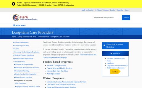 Long-term Care Providers | Texas Health and Human Services