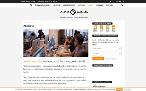 About Us | Business portal for young professionals