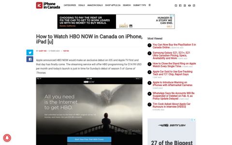 How to Watch HBO NOW in Canada on iPhone, iPad [u ...