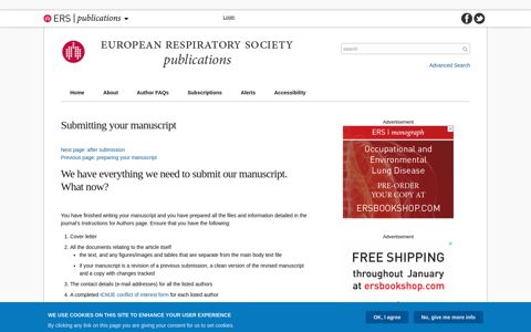 Submitting your manuscript | European Respiratory Society