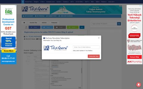 Registration process for online TDS/TCS return filing & upload