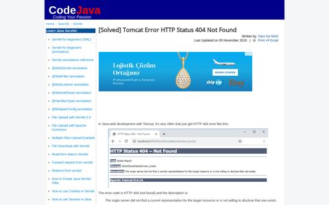 [Solved] Tomcat Error HTTP Status 404 Not Found