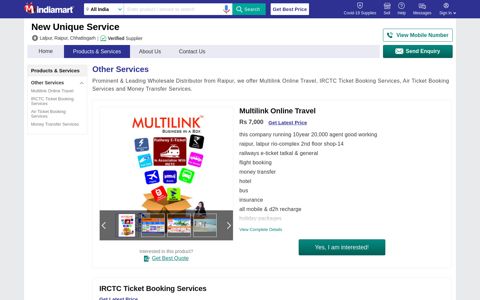 Multilink Online Travel & IRCTC Ticket Booking Services ...