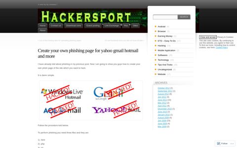 Create your own phishing page for yahoo gmail hotmail and ...