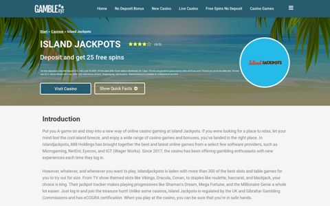 Island Jackpots Review: 25 free spins when you deposit ...