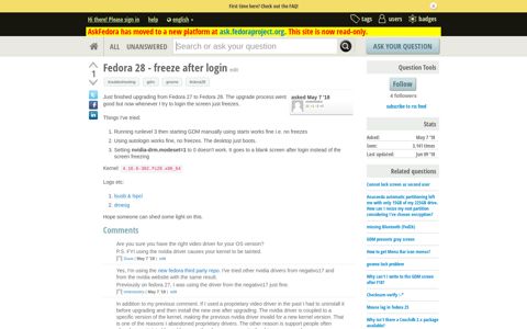 Fedora 28 - freeze after login - Ask Fedora: Community ...