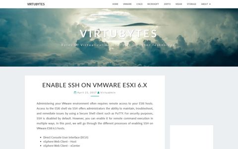 Enable SSH on VMware ESXi 6.x - VirtuBytes