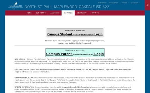 Parent Portal - North St. Paul-Maplewood-Oakdale ISD 622