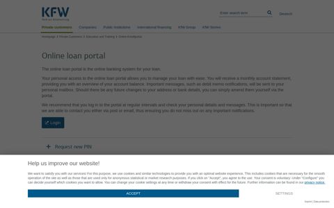 Online loan portal - KfW