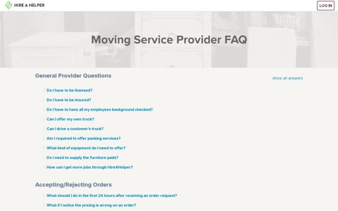 Moving Service Provider FAQ | HireAHelper