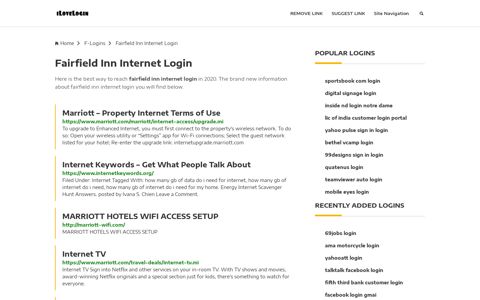 Fairfield Inn Internet Login ❤️ One Click Access - iLoveLogin
