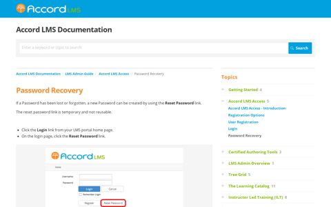 Password Recovery | LMS Admin Guide | Accord LMS ...