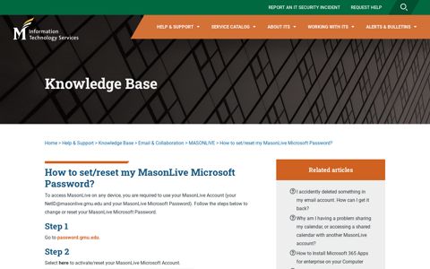 How to set/reset my MasonLive Microsoft Password ...