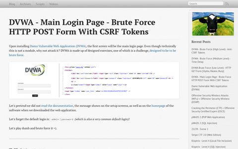 DVWA - Main Login Page - Brute Force HTTP POST Form ...