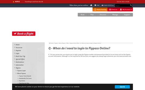 Q - When do I need to login to Flypass Online? - Air Malta