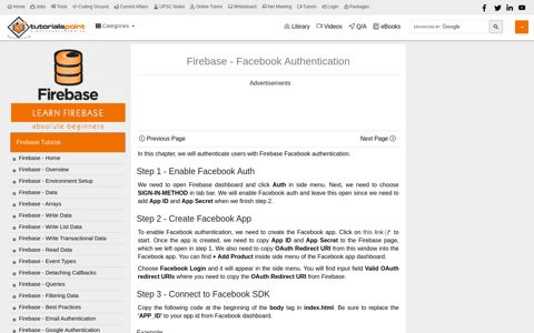 Firebase - Facebook Authentication - Tutorialspoint