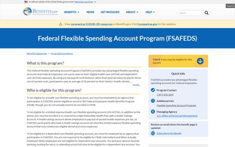 Federal Flexible Spending Account Program (FSAFEDS ...