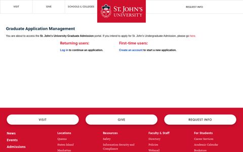 Graduate Application Management - St. John's University