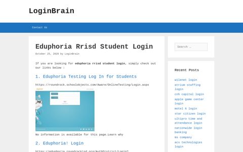 Eduphoria Rrisd Student - Eduphoria Testing Log In For ...